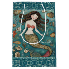 Mermaid Watercolor Mittlere Geschenktüte