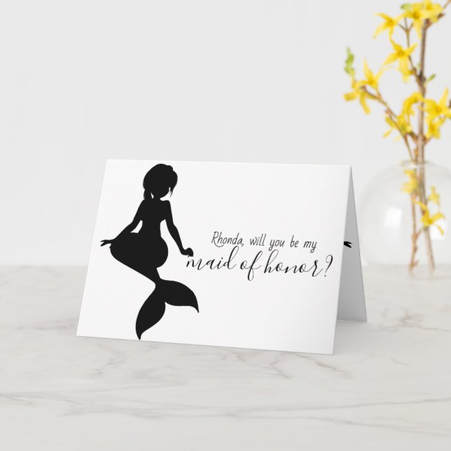 Mermaid Wedding wirst du meine Trauzeugin sein Karte (Gelbe Blume)