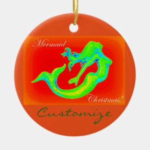 Mermaid Weihnachten individuell angepasst Keramikornament