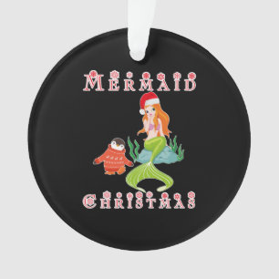 Mermaid Weihnachten und Funny Penguin Ornament