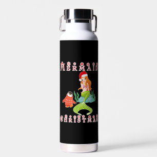 Mermaid Weihnachten und Funny Penguin Trinkflasche