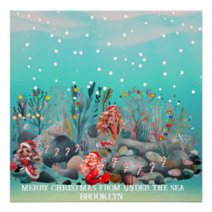 Mermaid Weihnachtsglanz-Poster Poster