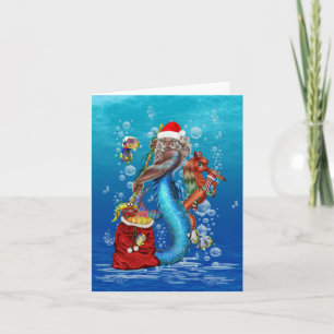 Mermaid Weihnachtsmann Karte