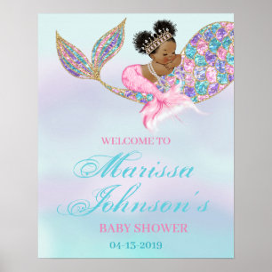 Mermaid Welcome Sign Baby Dusche Afrikanischer Ame Poster