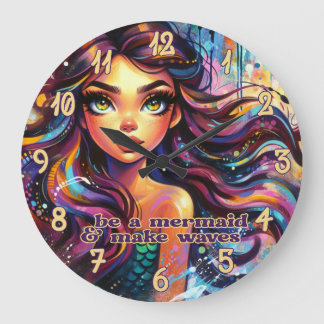Mermaid Wellen Wall Clock Große Wanduhr