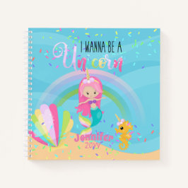 Mermaid will ein Einhorn-Girls-Journale werden Notizbuch