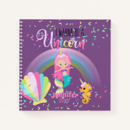 Mermaid will ein Einhorn-Girls-Journale werden Notizbuch