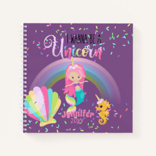Mermaid will ein Einhorn-Girls-Journale werden Notizbuch