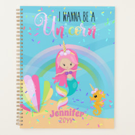 Mermaid will ein Einhorn-Girls-Journale werden Planer