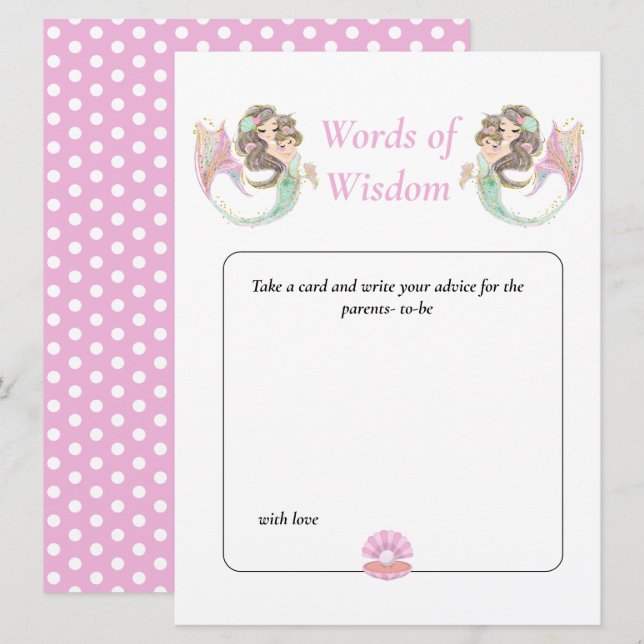 Mermaid Wisdom Brown Babydusche unter dem Meer Einladung (Vorne/Hinten)