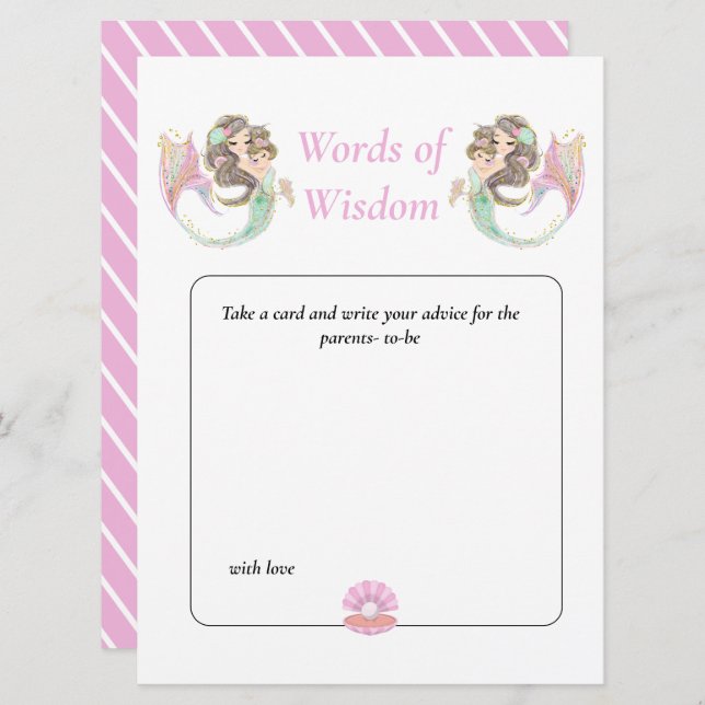 Mermaid Wisdom Brown Mama Babydusche unter dem Mee Einladung (Vorne/Hinten)