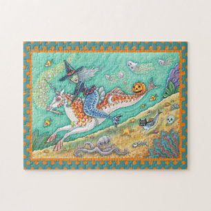 MERMAID WITCH, FANTASY HALLOWEEN MERHORSE PUZZLE