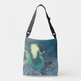 Mermaid with her pearl crossbody tote bag tragetaschen mit langen trägern