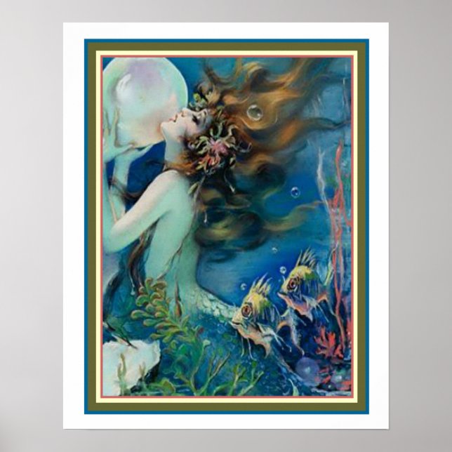 "Mermaid with Pearl" Art Deco von Henry Clive 16x2 Poster (Vorne)
