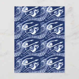 Mermaid with Pearls and Seahorse Postkarte