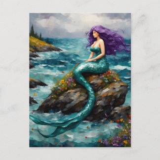 Mermaid with Purple Hair Postkarte