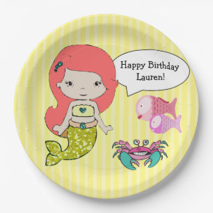 Mermaid Yellow Birthday Party Teller