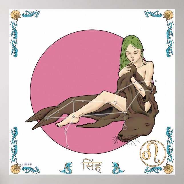 Mermaid Zodiac Print - Leo Poster (Vorne)