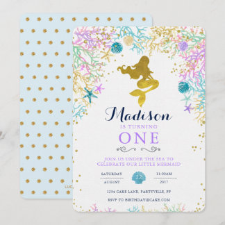 Mermaid zum Geburtstag Einladung