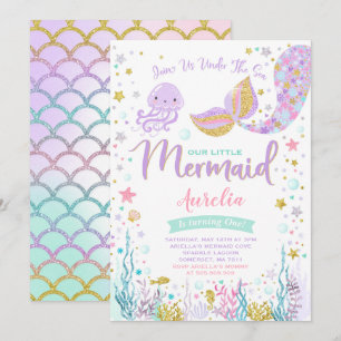 Mermaid zum Geburtstag Einladung unter dem Party
