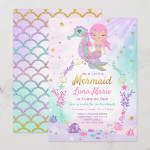 Mermaid zum Geburtstag Einladung unter dem Party