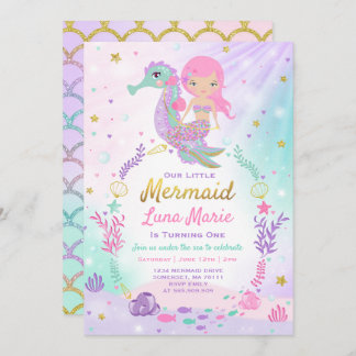 Mermaid zum Geburtstag Einladung unter dem Party