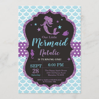 Mermaid zum Geburtstag Einladung unter dem Party