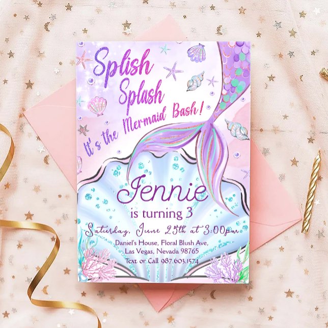 Mermaid zum Geburtstag Einladung unter dem Party (Von Creator hochgeladen)