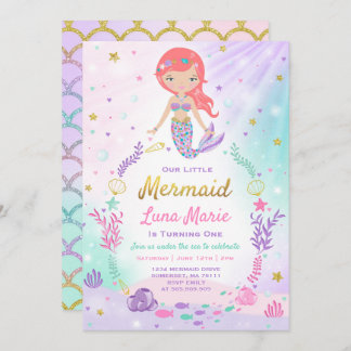 Mermaid zum Geburtstag Einladung unter dem Party