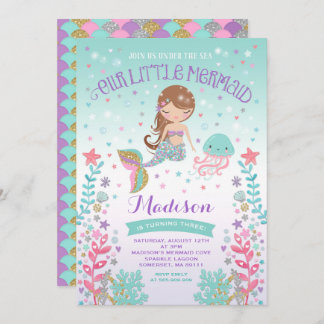 Mermaid zum Geburtstag Einladung unter dem Party