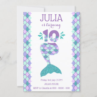 Mermaid zum Geburtstag Einladung unter dem Party