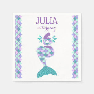 Mermaid zum Geburtstag Einladung unter dem Party Serviette