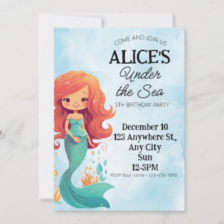 Mermaid zum Geburtstag Einladung unter der Meeresk