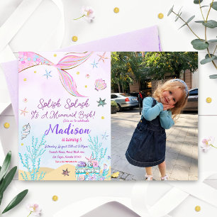 Mermaid zum Geburtstag Einladung unter Wasser