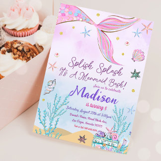 Mermaid zum Geburtstag Einladung unter Wasser