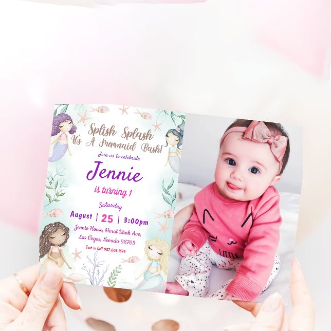 Mermaid zum Geburtstag Einladung unter Wasser (Von Creator hochgeladen)