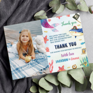 Mermaids and Pirates Birthday Danke Karte