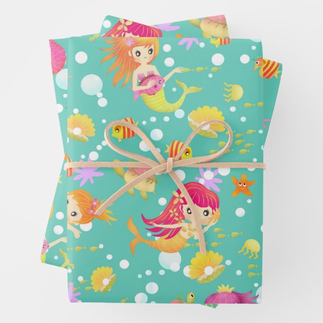 Mermaids Aquamarin Geschenkpapier Set (Beispiel)