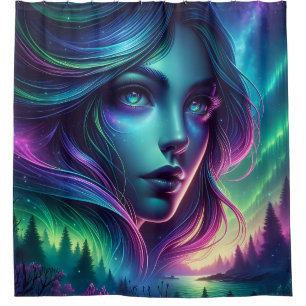 "Mermaid's Aurora Retreat" Duschvorhang
