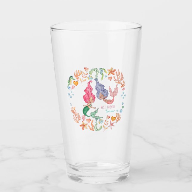Mermaids Best Friends Forever BESTE FREUNDIN Perso Glas (Vorderseite)