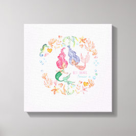 Mermaids Best Friends Forever BESTE FREUNDIN Perso Leinwanddruck