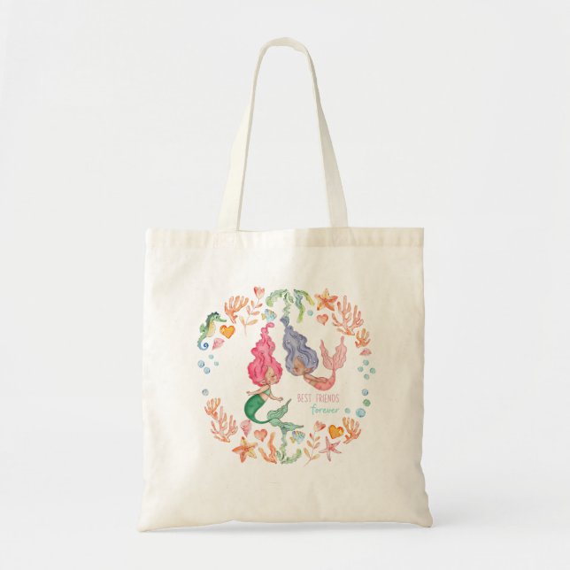 Mermaids Best Friends Forever BESTE FREUNDIN Perso Tragetasche (Vorne)