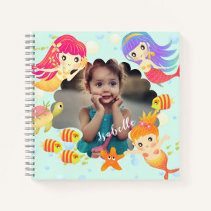 Mermaids Blue Foto Notizbuch