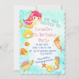 Mermaids Blue Invitation Card Feiertagskarte