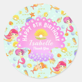 Mermaids Blue Runder Aufkleber