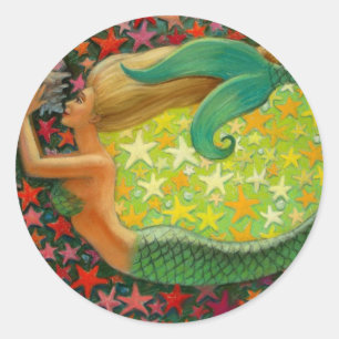 Mermaid's Circle Fantasy Mermaid Art Runder Aufkleber