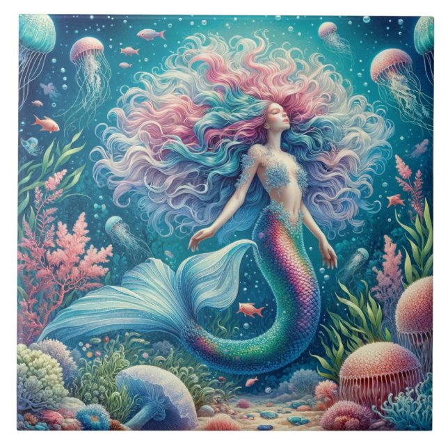 Mermaid's Dream - Aquatic Euphoria Keramik Tile Fliese (Vorderseite)