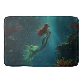 Mermaid's Dream Fantasy Art Underwater Scene Badematte