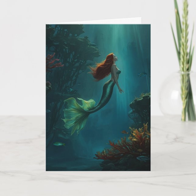 Mermaid's Dream Fantasy Art Underwater Scene Karte (Vorderseite)