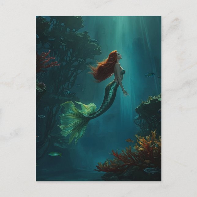 Mermaid's Dream Fantasy Art Underwater Scene Postkarte (Vorderseite)